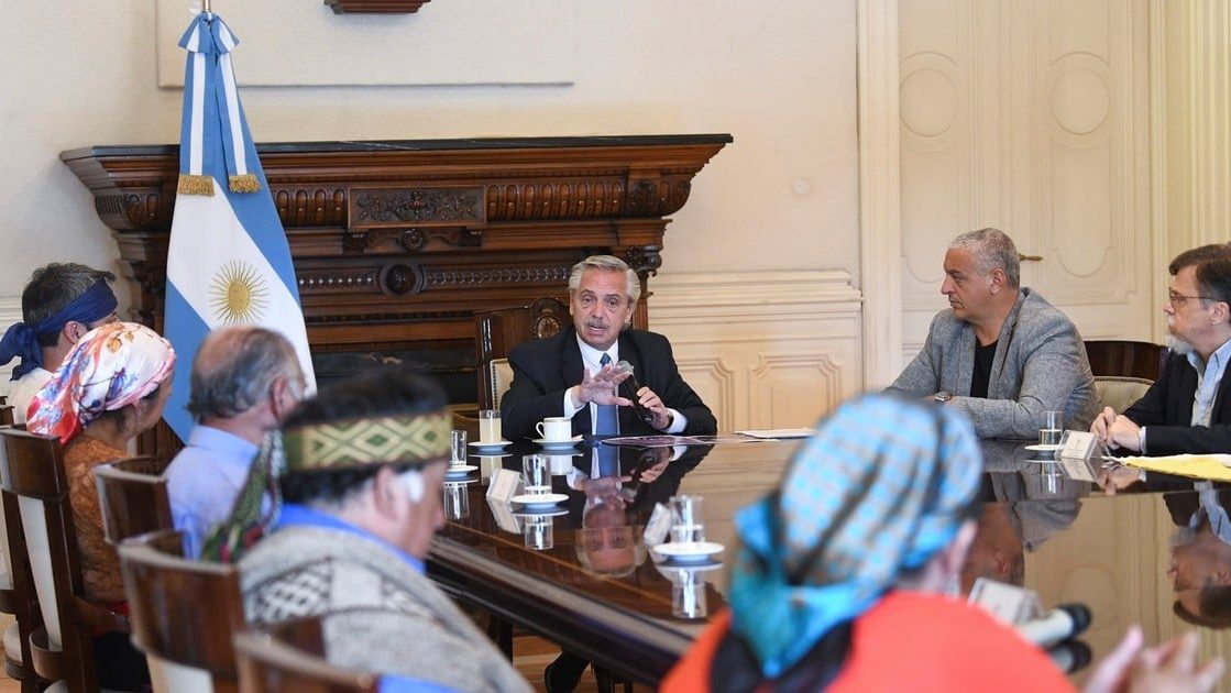 El encuentro del presidente Alberto Fernández con la madre de Facundo Jones Huala, prófugo de la justicia chilena, en la Casa Rosada